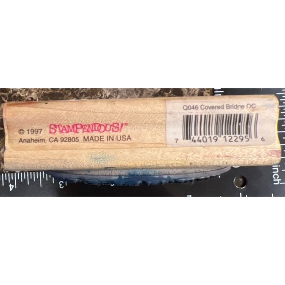 Vintage Stampendous! Christmas Etchling Rubber Stamp Covered Bridge Q048 - Picture 3 of 6